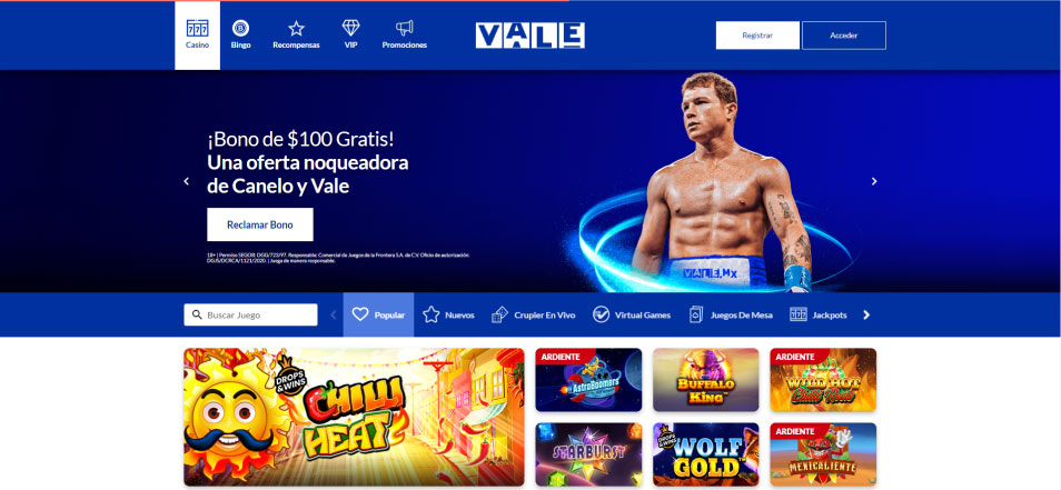 Casino Vale'de oynamak için resmi web sitesini veya